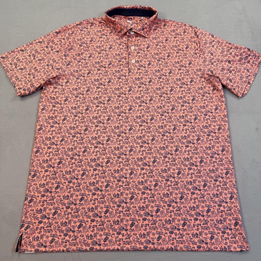 Puma Polo Shirt Mens Large Pink Food Graphic Plum Creek Golf Stretch Performance